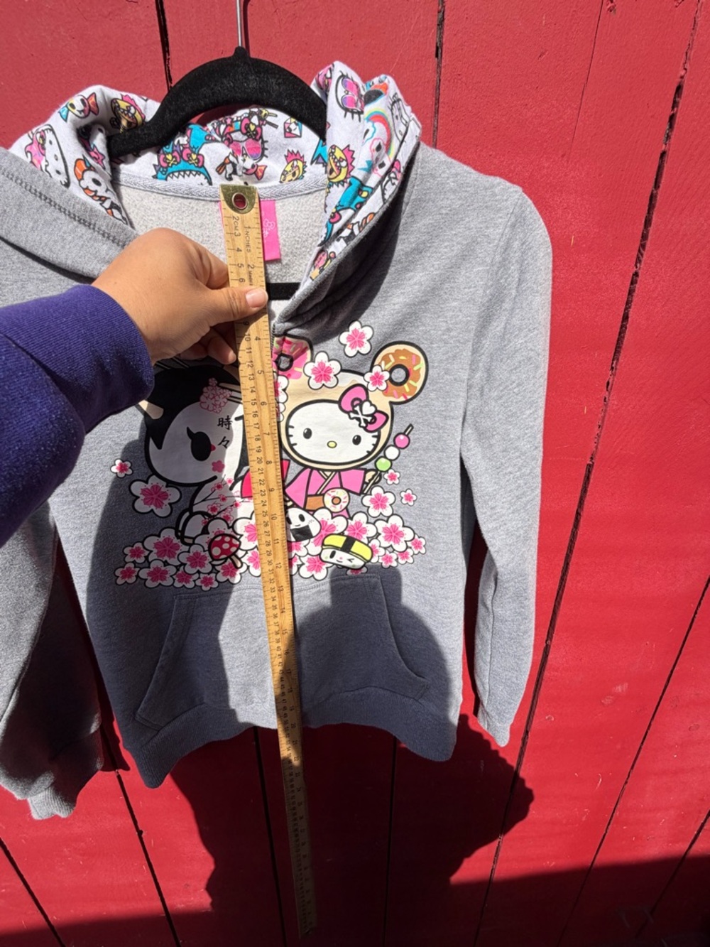 Tokidoki Hello Kitty GrayZip Hoodie with Floral Graphic Donuts - Picture 6 of 9
